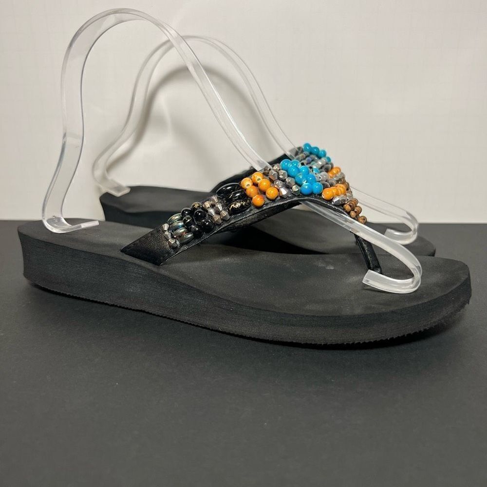 Womens Embellished T Strap Flip Flip Sandals / Size 9.5